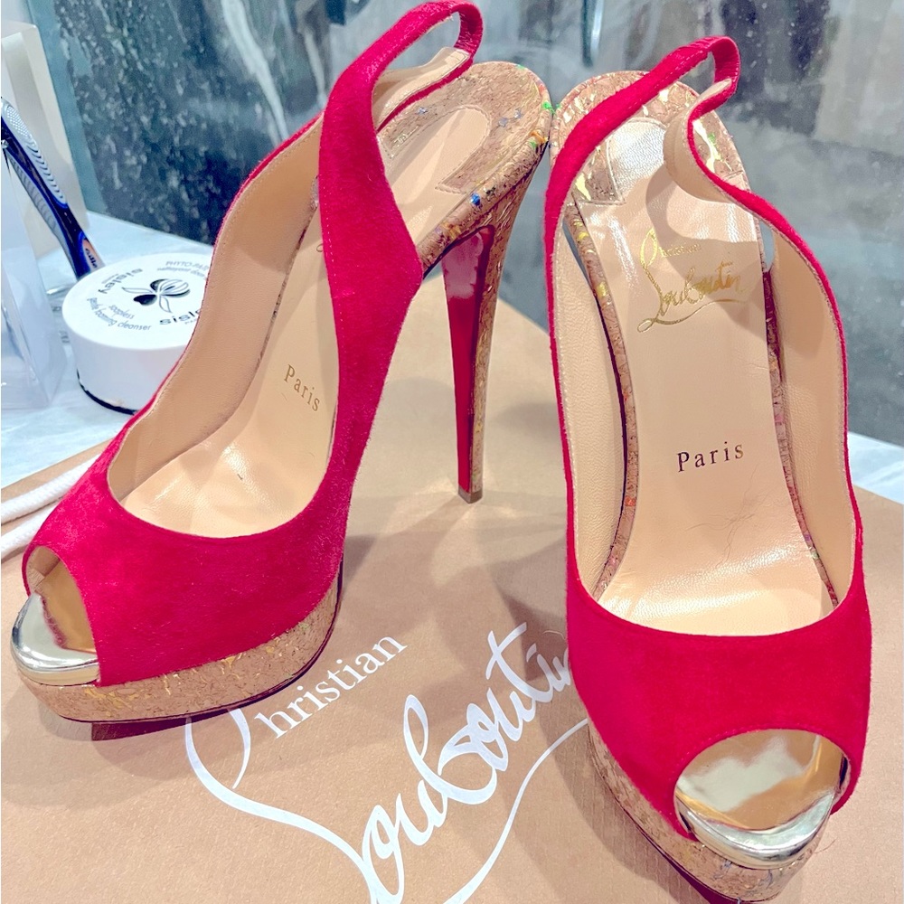 Christian Louboutin Sz 37 sling back Hot Pink Shoes